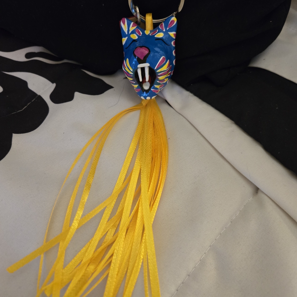 Vibrant Blue and Yellow Animal Keychain